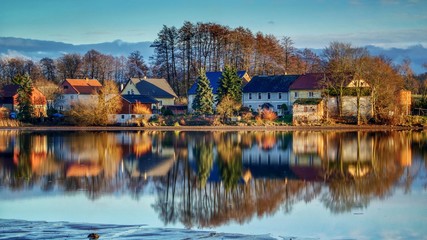 Fototapeta premium Village at sunset