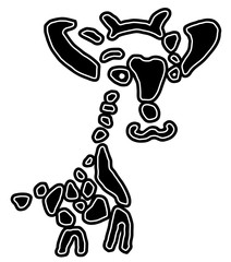 Logo cut sticker. Cute tribal giraffe. Cartoon children's illustration. hand drawing black and white silhouette, ethnic or minimal style. Vector