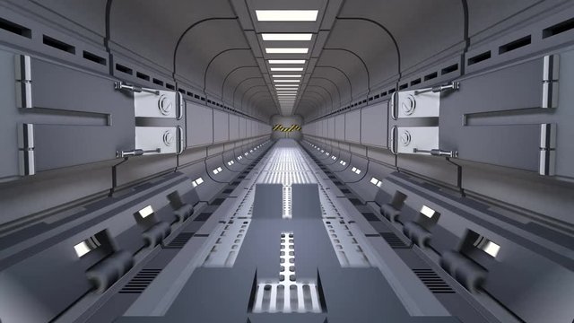 Camera flies out of the sci-fi tunnel to the stars and jump into hyperspace, 3d animation