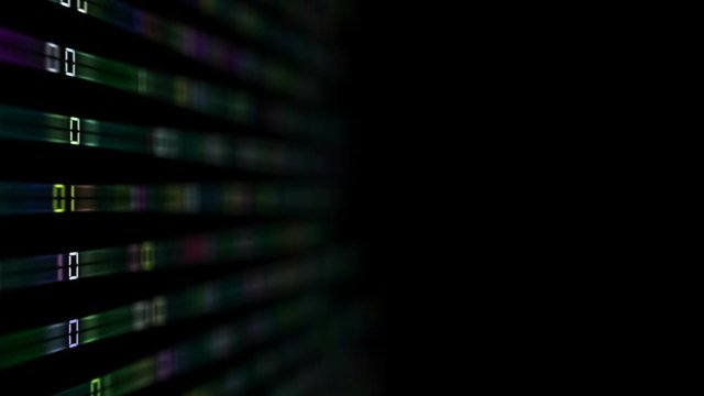 The multicolored rays leaving the emptiness transmit a binary code code to the center of the screen. depth of field . place for text .events programmers. cinematic background.