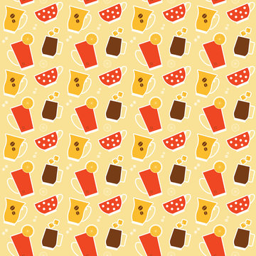 Seamless pattern with different cups