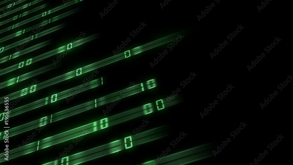 Poster end of line of code. pattern green rays transmit binary code code to the center of the screen. place
