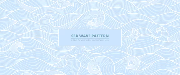 Foto auf Alu-Dibond long banner background pattern blue sea waves © DanIce