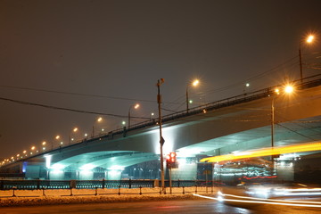 Fototapeta na wymiar winter bridge at night