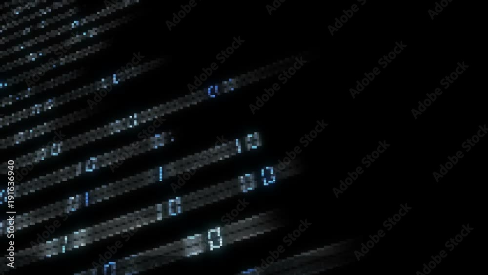 Poster the end of the line of code. glitch rays transmit a binary code code to the center of the screen. pl