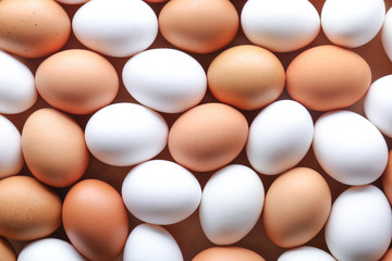 Raw chicken eggs as background
