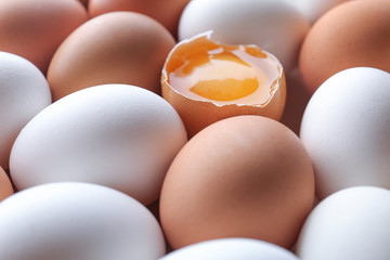 Raw chicken eggs as background