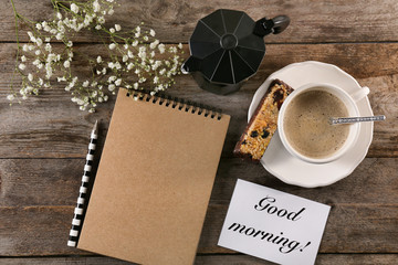 Composition with tasty breakfast and 