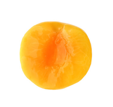 Half of pickled apricot on white background
