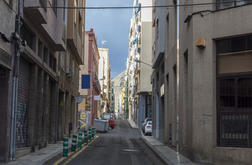 Typical narrow street in Santa Cruz