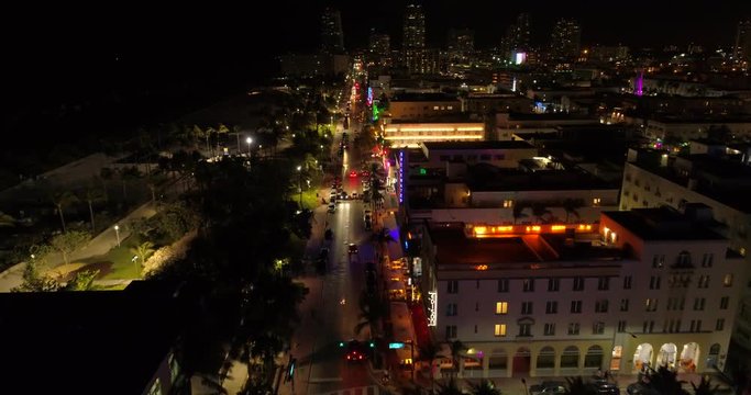 Aerial drone footage Miami Beach Ocean Drivenightlife