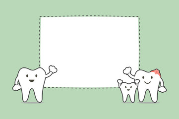 healthy family tooth with label, place for your text
