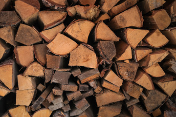 background wood Board texture cut firewood for the winter