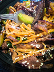 tasty asian noodles with beef