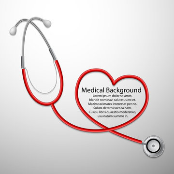 Medical banner stethoscope with heart-shaped tube