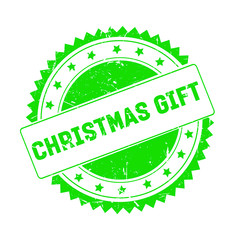 Christmas Gift green grunge stamp isolated