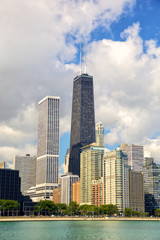 Fototapeta na wymiar Chicago cityscape with urban skyscrapers, United States