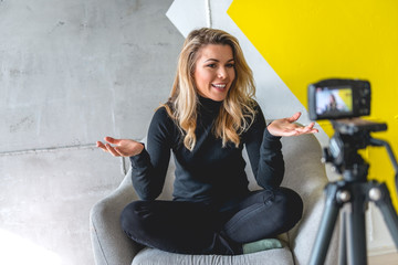 Young beautiful vlogger