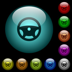 Steering wheel icons in color illuminated glass buttons