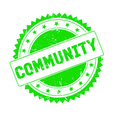 Community green grunge stamp isolated