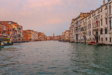 Fototapeta na wymiar Venezia canal grande at sunset lagoon City in winter Travel europe Italy