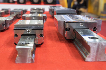 Linear guide for machine spare parts ; industry equipment background