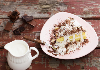 cake on old wooden table