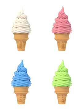 Soft ice icecream in waffle cone set