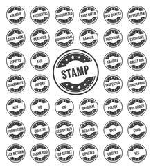 Rubber Stamps, Badge, Placard, Notice, Seal, Message, Alert - Icon Pack- Illustration. Stamps Set.