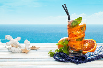 Orange lemonade with mint.