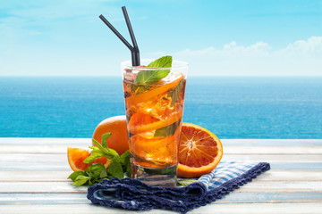 Orange lemonade with mint.