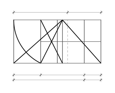 Modulor le Corbusier. Cover template. Harmonious measure to the human scale universally applicable to architecture and mechanics. Scalable vector illustration