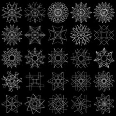 Geometric set stars and flowers for gifts and holidays pattern vector EPS10