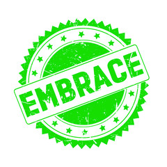 Embrace green grunge stamp isolated