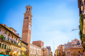 Obraz premium Piazza delle Erbe in center of Verona, Veneto region, Italy.