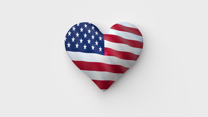 Corazón bandera EEUU, USA. 3D