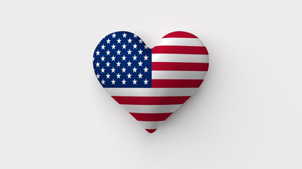 Corazón bandera EEUU, USA. 3D - obrazy, fototapety, plakaty