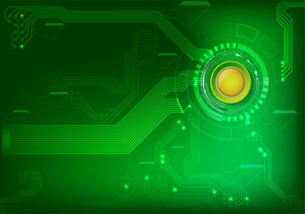 abstract vector green technology start button / background illustration