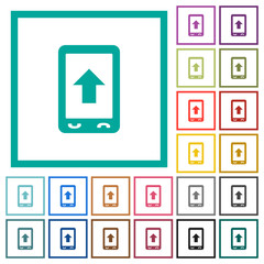 Mobile scroll up flat color icons with quadrant frames