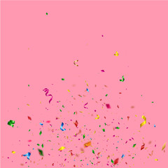 Birthday confetti on pink background, vector illustration