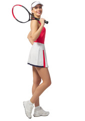 Woman tennis player isolated