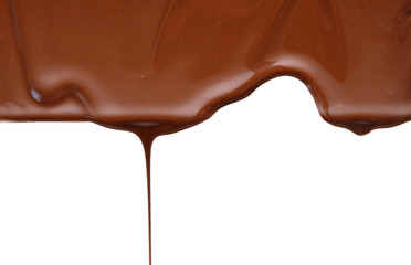 Chocolate drop on white background