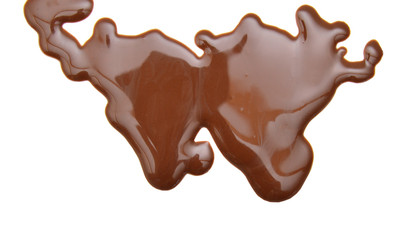 Chocolate drop on white background