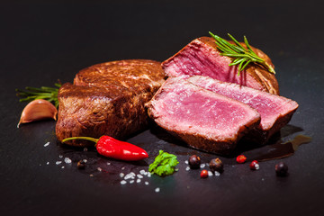 Grilled beef fillet steaks mignon