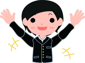 真面目な男子生徒　喜ぶ