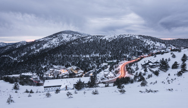 port of navacerrada with snow
