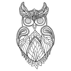 Owl coloring page for children and adults.