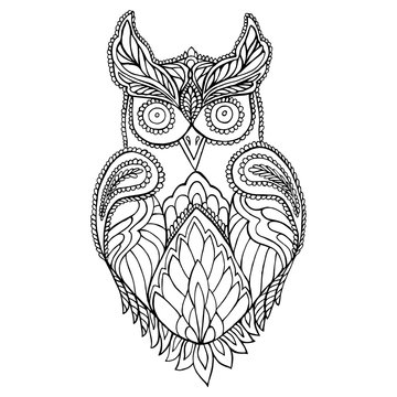 Owl coloring page for children and adults.