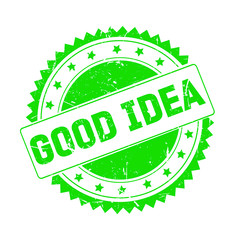 Good Idea green grunge stamp isolated
