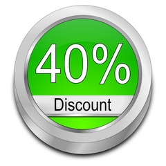 40% Discount button - 3D illustration